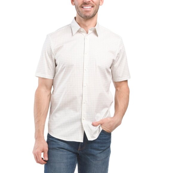 THEORY SAND MULTI Irving Short Sleeve Stretch Shirt